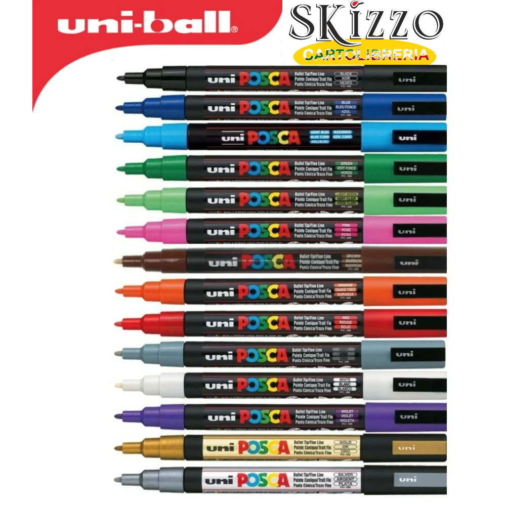 Pennarello uni posca pc3m argento - Alevar - Cartoleria e scuola