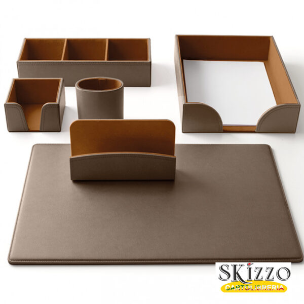 set-scrivania-6-pezzi-sottomano-accessori-similpelle-rugata-intempo set scrivania intempo