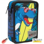 astuccio 3 zip t-rex dinosauro