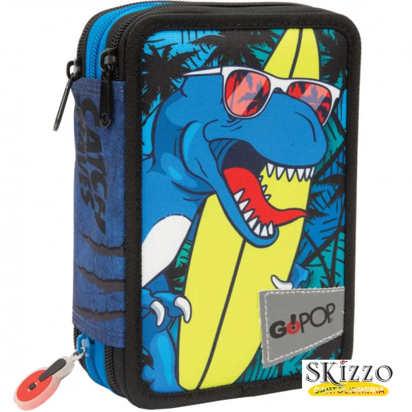 trex astuccio 3 zip t-rex dinosauro