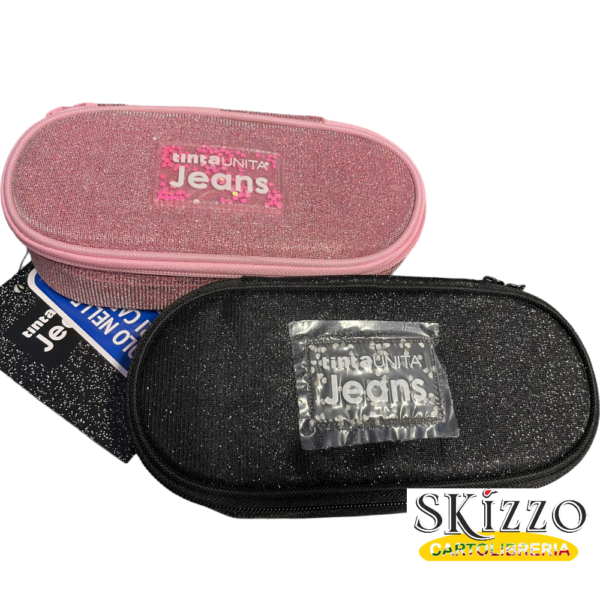 astuccio ovale tintaunita jeans lurex