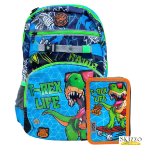 zaino + astuccio 3 zip shout maricart t-rex