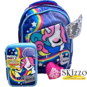 zaino ed astuccio 3 zip gopop unicorn 2024/2025 giochi preziosi