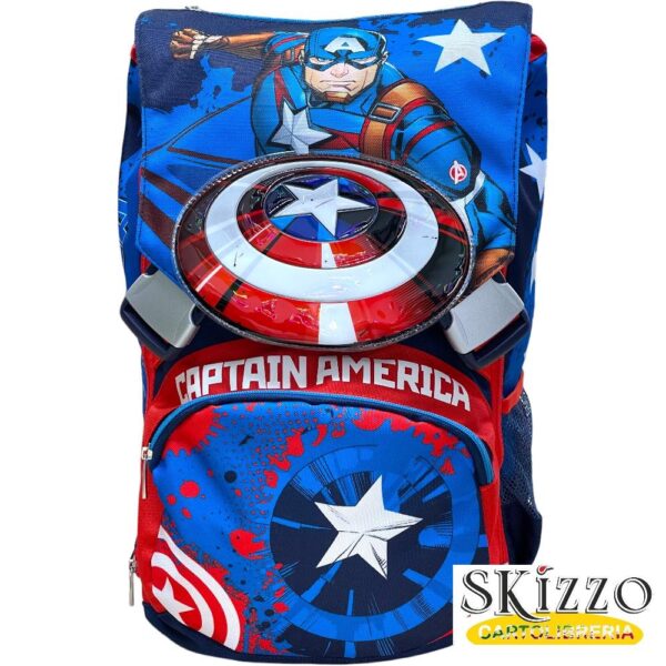 zaino ed astuccio 3 zip seven capitan america 2024/2025 novità schoolpack