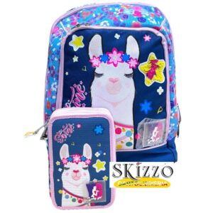 zaino ed astuccio 3 zip lama skin over young people girl