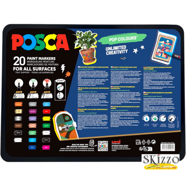 set valigetta metallo uniposca pop colour