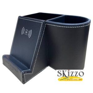 portapenne da scrivania in ecopelle con rirarica wireless british gentman&co maricart 75247