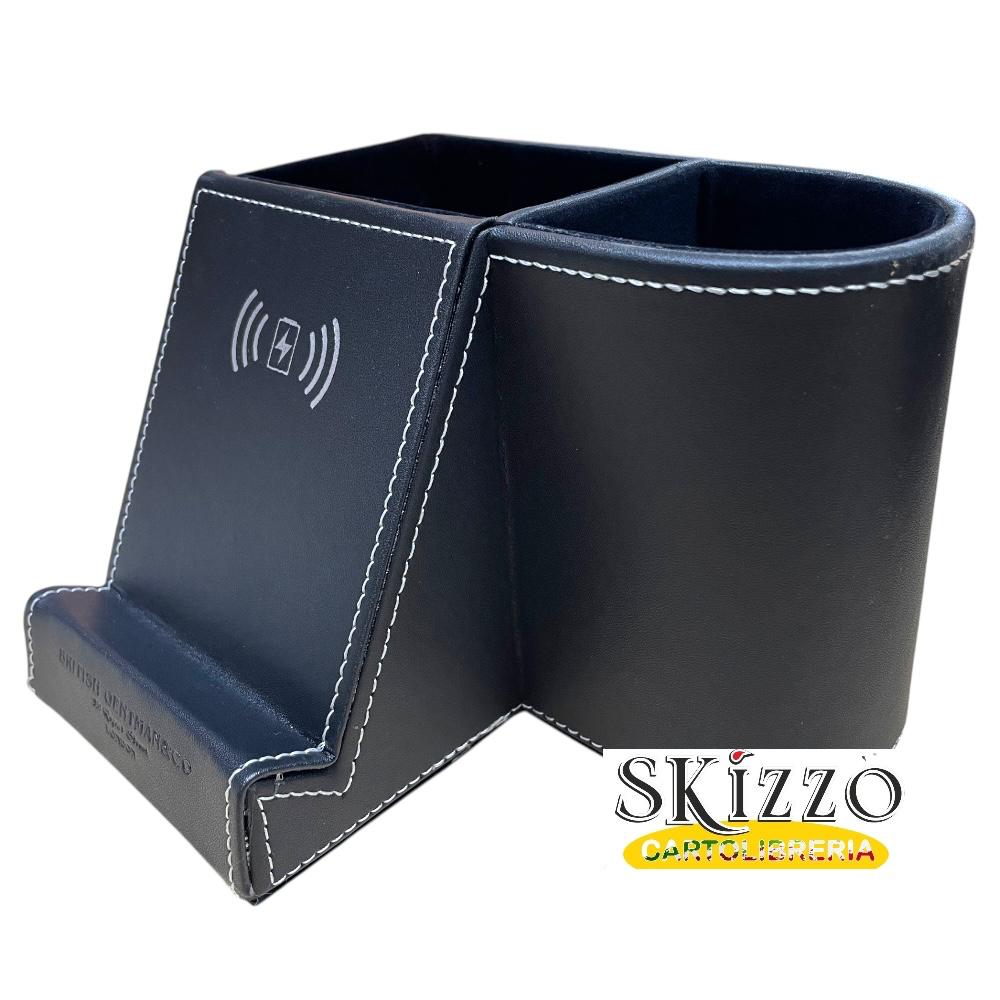 portapenne da scrivania in ecopelle con rirarica wireless british gentman&co maricart 75247