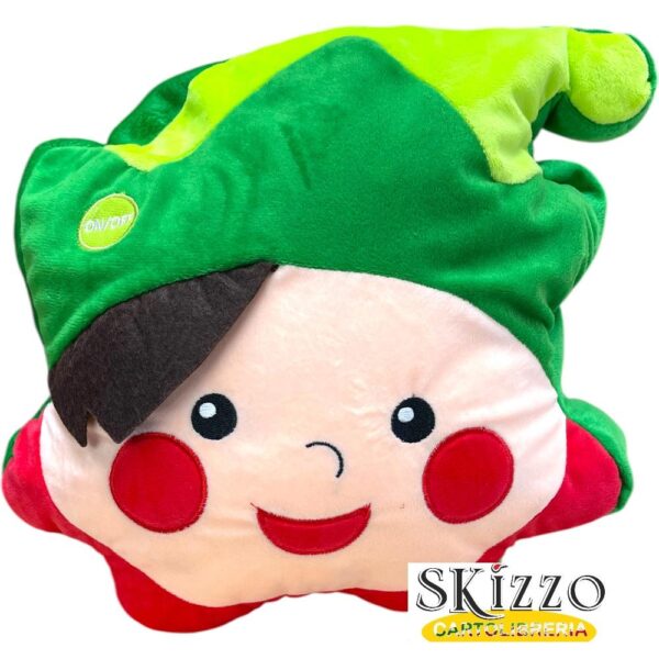 cuscino faccia di elfo con luci led multicolore maricart natale 75450
