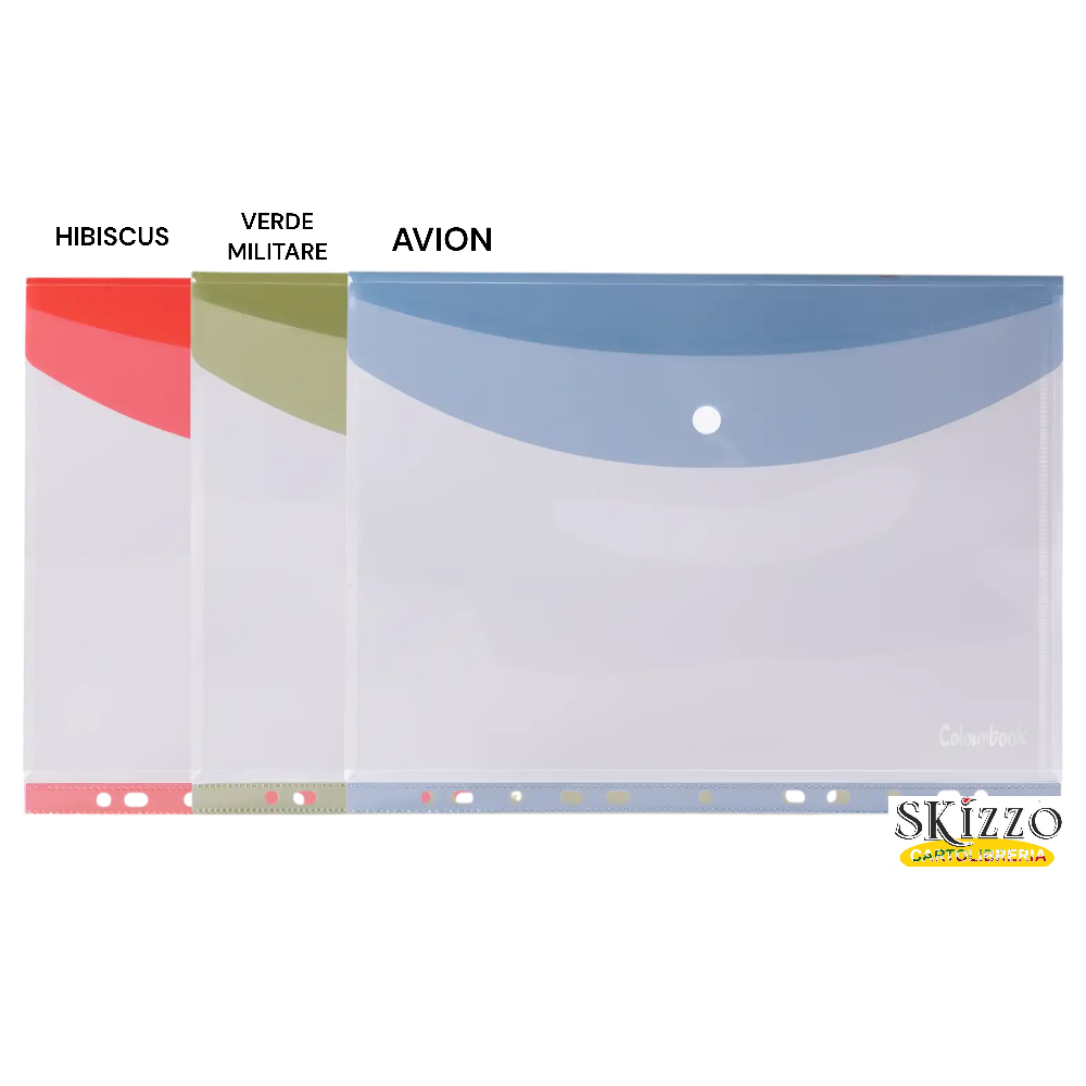 BUSTA CON BOTTONE CON FORATURA UNIVERSALE ORIZZONTALE FOLDER WAVE COLOURBOOK