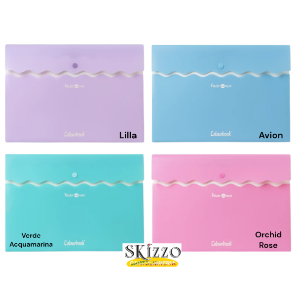 busta portadocumneti a4 folder wave colourbook con bottone