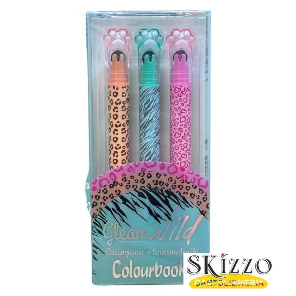 set evidenziatori animalier gleam wild colourbook