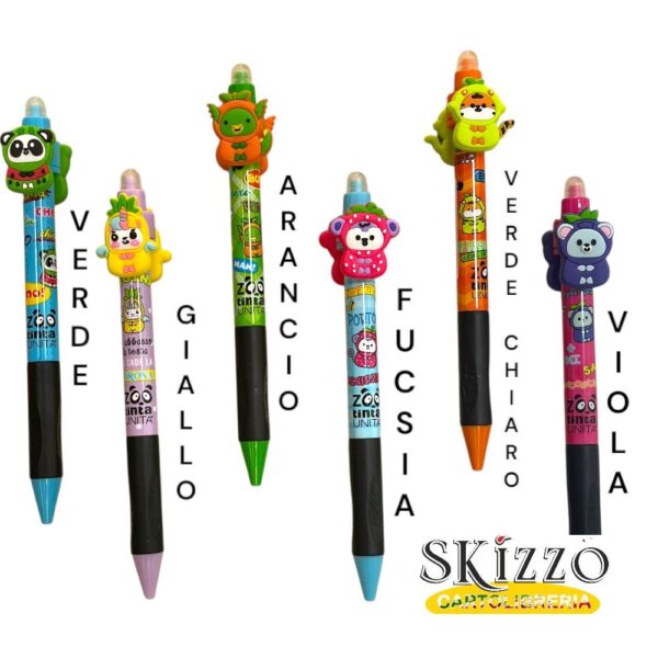 penna cancellabile tintaunita twist zoo fruit collection blu