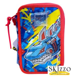 astuccio 3 zip young boy shark robot tintaunita