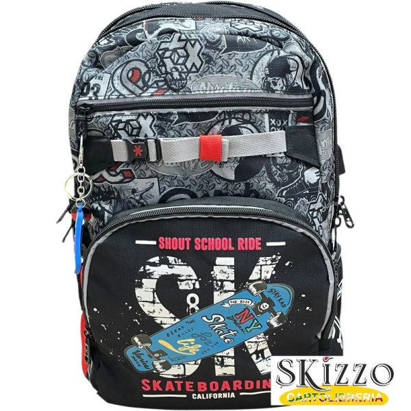 zaino e astuccio 3 zip skate maricart