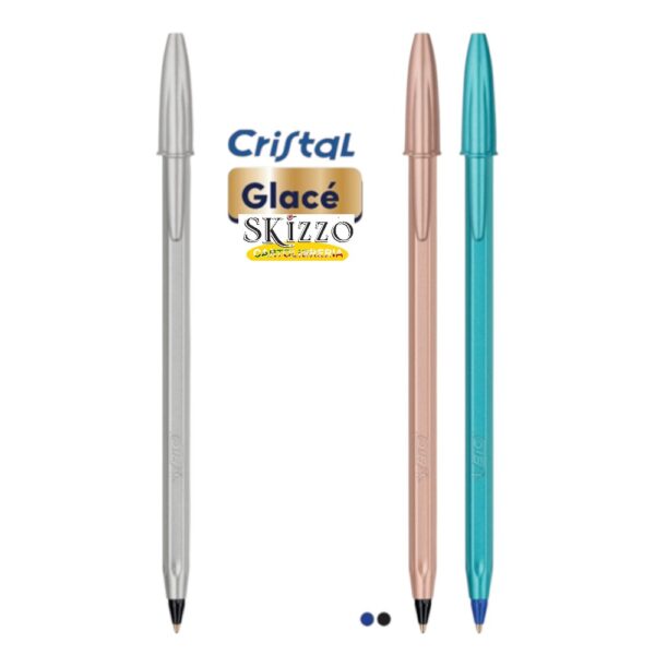 Penna-BIC-Cristal-Glac-fusto-opaco-silver-azzurro-rame penna bic cristal glacè